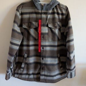 Quiksilver Brown and Gray Plaid Shirt Jacket